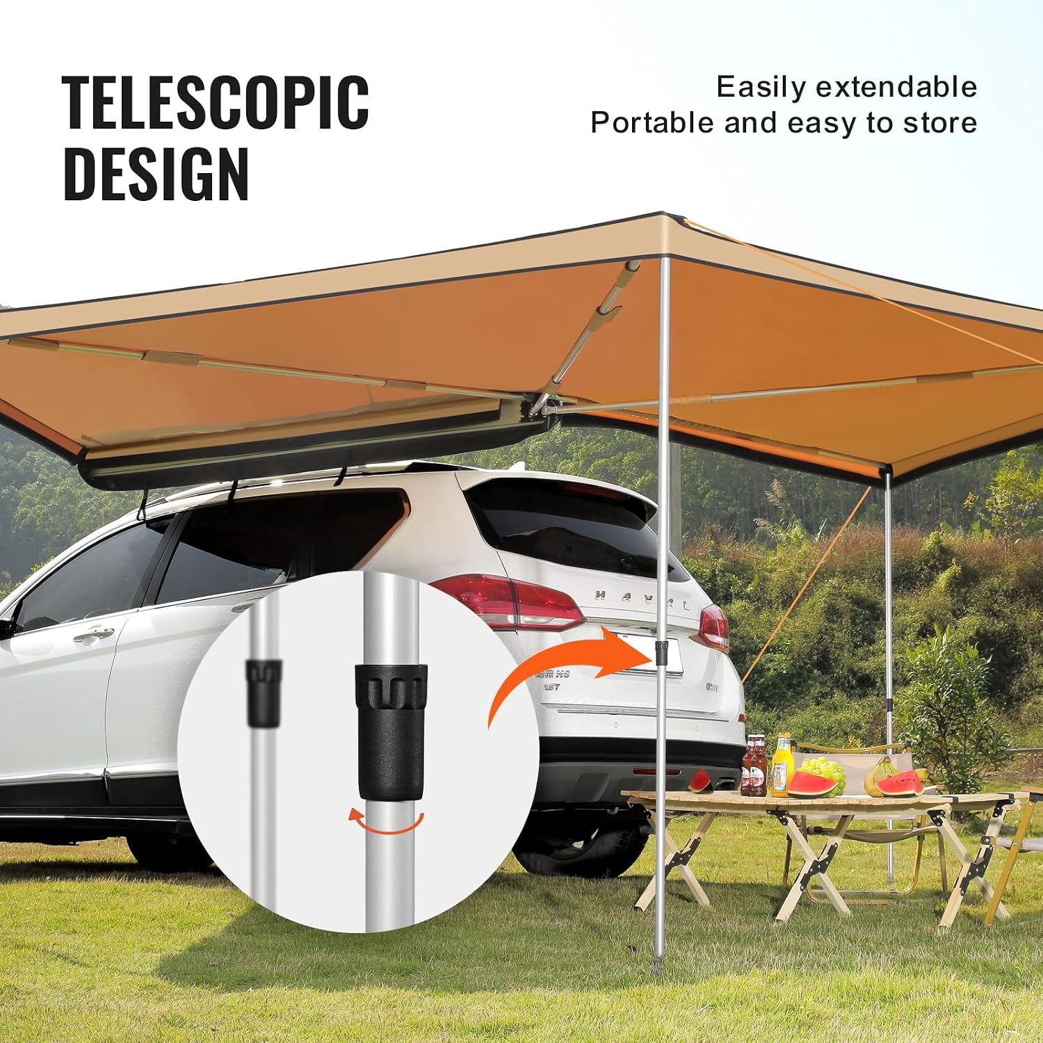 VEVOR 270 Degree Awning, 115 sq.ft Driver Side Vehicle Awning, UV50+ Waterproof Car Side Awnings with Carry Bag, All-Weather Overland Awnings Car Shelter for SUV Van Truck Camping