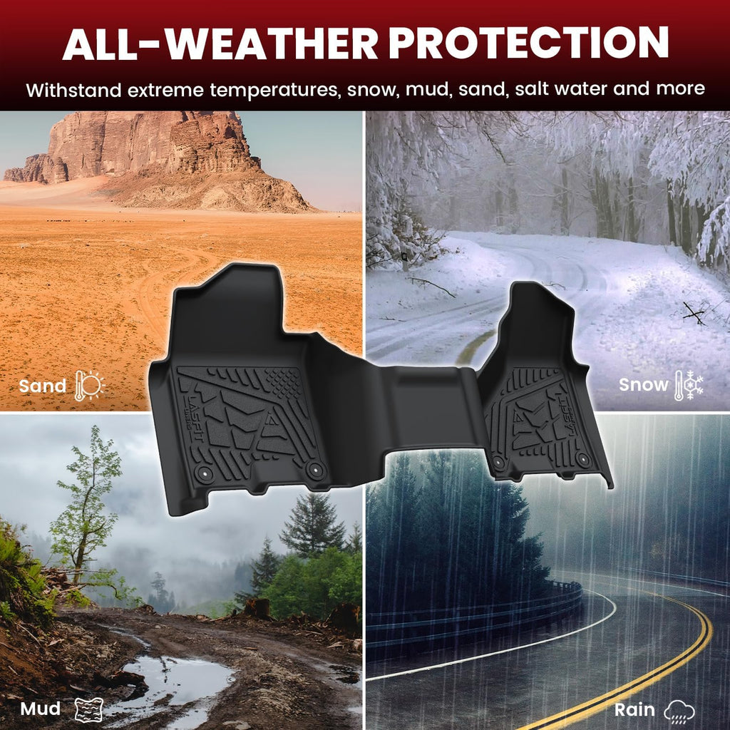 LASFIT Floor Mats 2019-2025 2026 for Ram 2500/3500 Crew Cab Bench Seat, Not for Bucket Seat or Model with PTO KIT or 4X4 Shifter, All Weather TPE Custom Fit Car Mats Floor Liners 1st & 2nd Row, Black