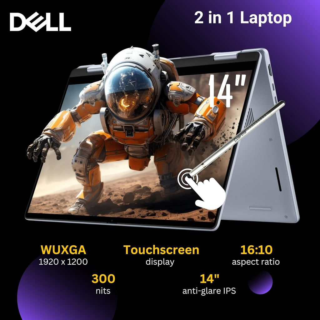 Dell 14 Plus 2-in-1 AI Ready Laptop, 14' 2K Touchscreen, Core Ultra 7 256V(>i9-12900K), Copilot+ PC, Backlit Keyboard, WiFi 7, Thunderbolt 4, Windows 11 Pro, Ice Blue(16GB 8533 MHz DDR5 RAM | 1TB SSD)