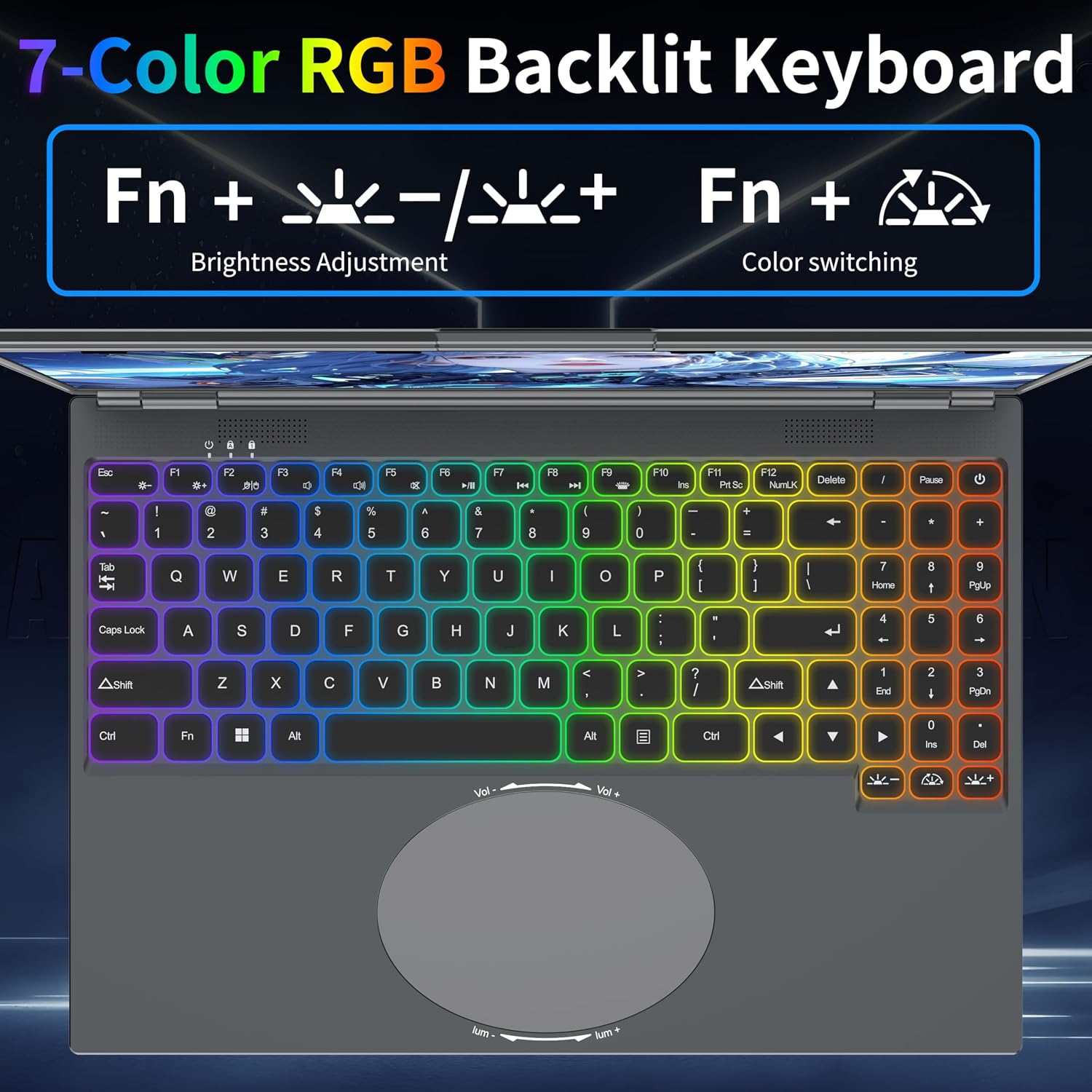 16' Touch Screen Laptop, i3-8109U, 32GB RAM, 512GB SSD, RGB Backlit Keyboard, Face & Fingerprint Recognition, 180 Degree Opening and Closing, Win 11 Pro(32GB RAM | 512GB SSD)