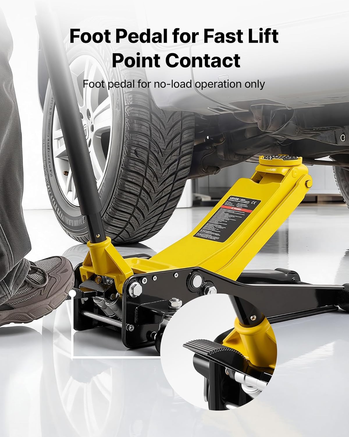 VEVOR Low Profile Floor Jack, 3 Ton (6614 lbs) Capacity, Steel Racing Floor Jack with Dual Pistons Quick Lift Pump & SUV Adapter, Hydraulic Trolley Car Lift for Sports Cars, Lifting Range 2.95'-19.7'