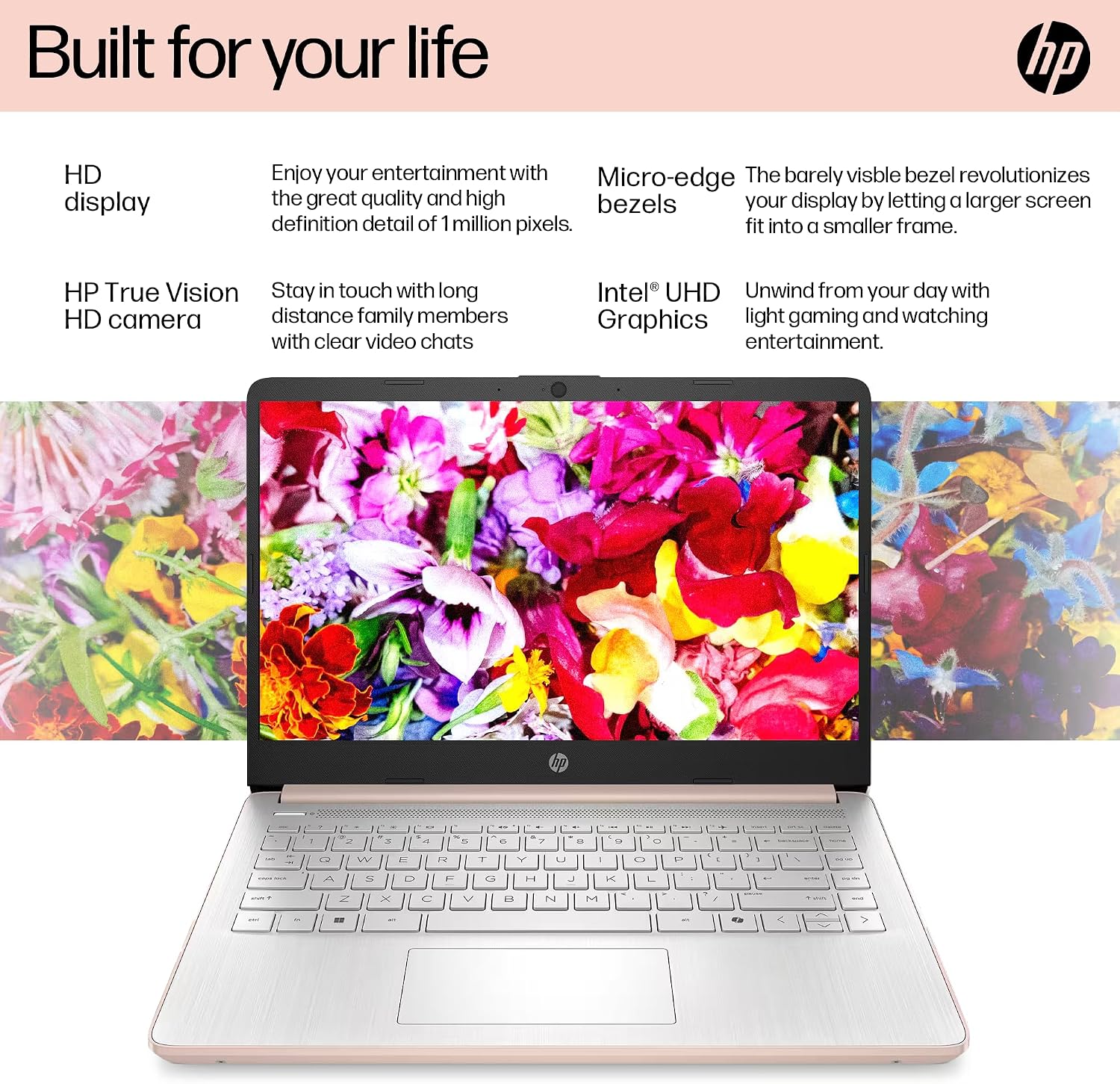 HP Flagship 14' Laptop Computer for 2026 Student Business, Win 11 Pro, Copilot AI, Intel CPU Up to 2.8GHz, 8GB RAM, 628GB Storage (128GB SSD+500GB Ext), Wi-Fi 6, HubxcelAccessory, MS Office, Rose Gold