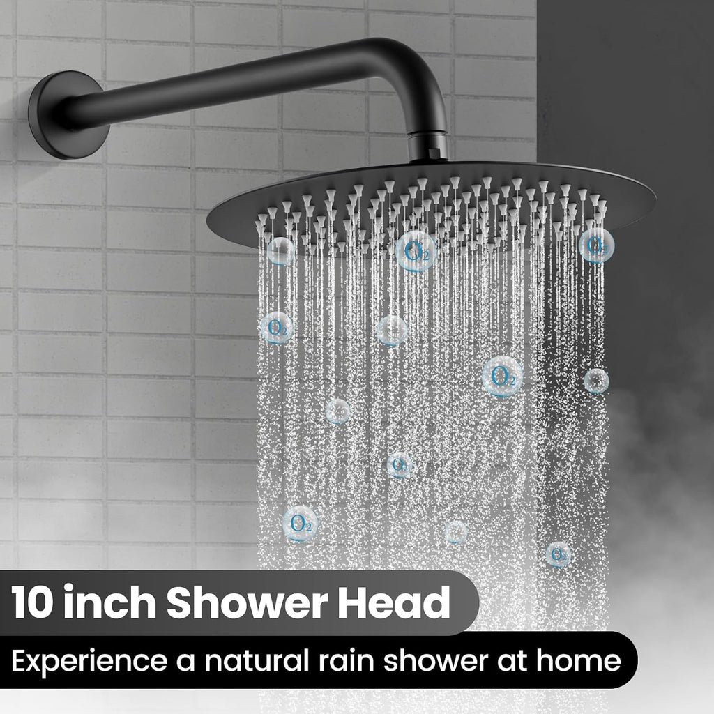 Airuida Shower Faucet Set, Bathtub Faucet Set with 10 Inch Rain Shower Head and Valve,2 Functions Tub Shower Faucet Set for Bathroom-Matte Black