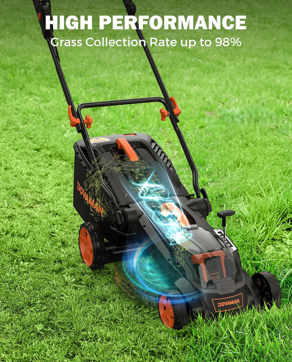 40V 19' Cordless Lawn Mower, Brushless Push Lawn Mower w/ 13.2Gal Bag, 98% Grass Collection, 3-Step Quicker Foldable, 6-Position Height Adjustment Meets Various Cutting Needs