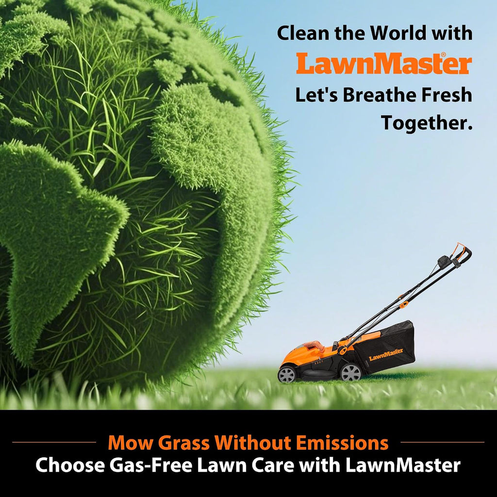 LawnMaster Lawn Mower, Brushless Cordless Lawn Mower 48V MAX 15-inch with 2X24V MAX 4.0Ah Battery and a Dual Charger-CLMF4815E