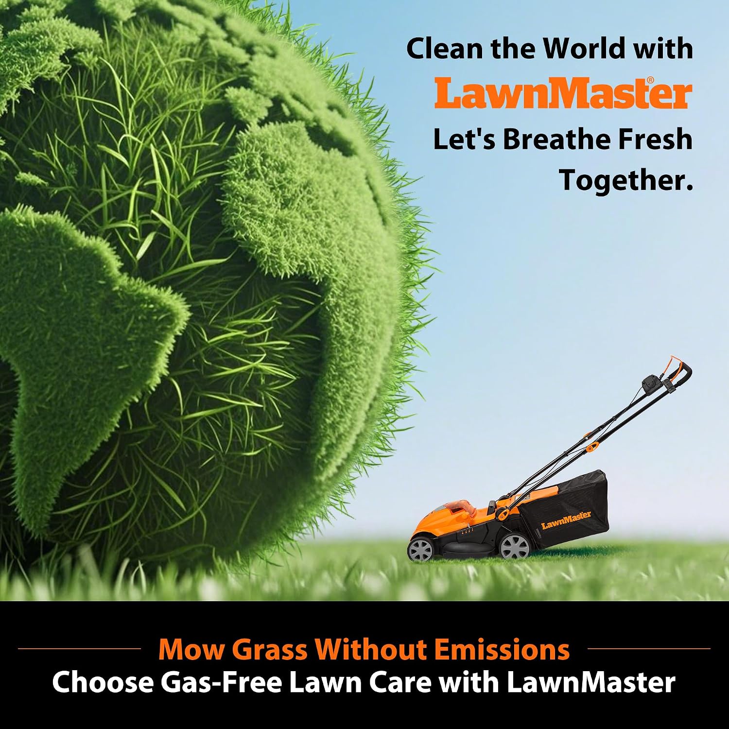 LawnMaster Lawn Mower, Brushless Cordless Lawn Mower 48V MAX 15-inch with 2X24V MAX 4.0Ah Battery and a Dual Charger-CLMF4815E