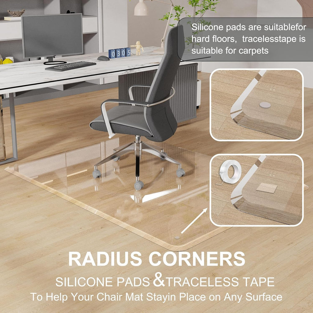 MESAILUP Beveled Edge Office Chair Mat for Carpet or Hardwood Floor 36' x 46' Clear Chair Mats for a Smooth Glide and Easy Roll On/Off, Heavy Duty and Non-Slip Pad Floor Ultimate Desk Chair Mat
