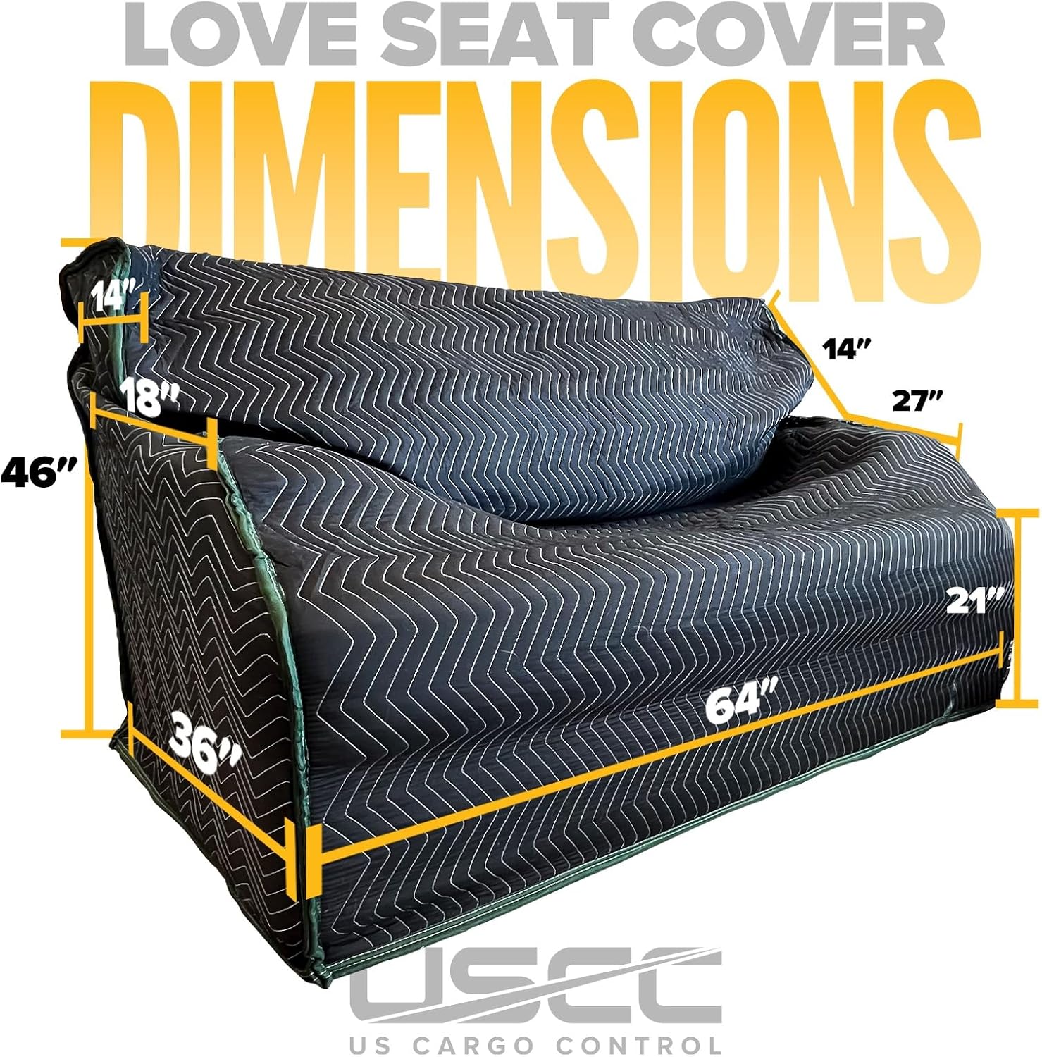US Cargo Control Quilted Loveseat Covers 64' x 46' (6-Pack), Couch Cover for Moving and Storage, Cotton/Polyester Quilted Furniture Pads for Moving, Storing, and Deliveries, Reusable