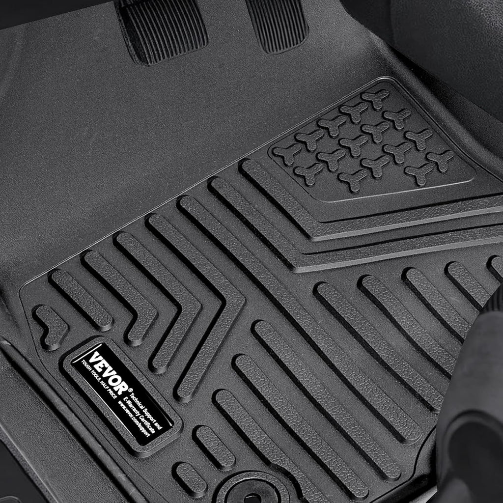 VEVOR Automotive Floor Mats, Fits for Dodge Ram 1500/2500/3500, Crew cab only 1500 Classic 2013-2018/2019-2022, 3 pcs Front, 2nd Row Liners, All Weather Custom Fit TPE Vehicle Mats for Trucks, Black