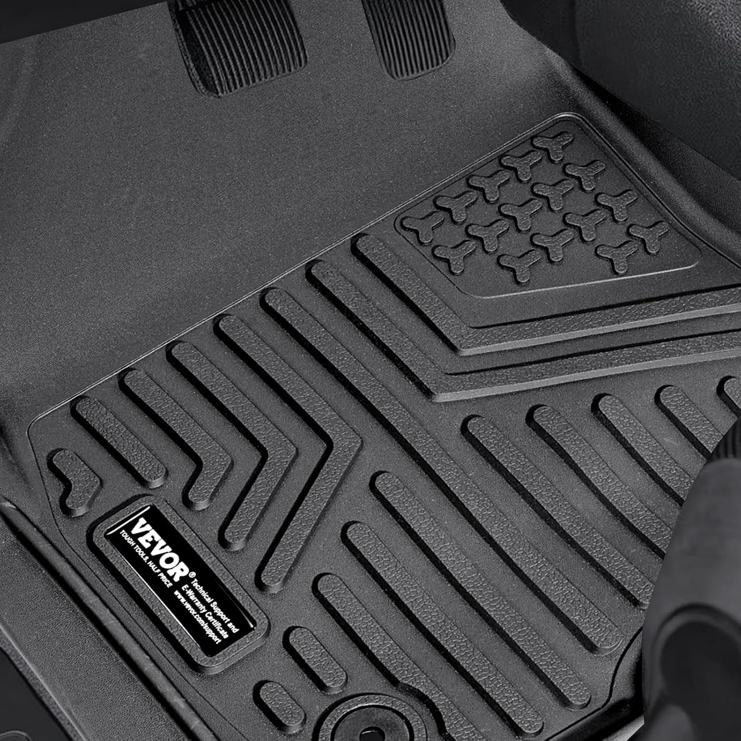 VEVOR Automotive Floor Mats, Fits for Dodge Ram 1500/2500/3500, Crew cab only 1500 Classic 2013-2018/2019-2022, 3 pcs Front, 2nd Row Liners, All Weather Custom Fit TPE Vehicle Mats for Trucks, Black
