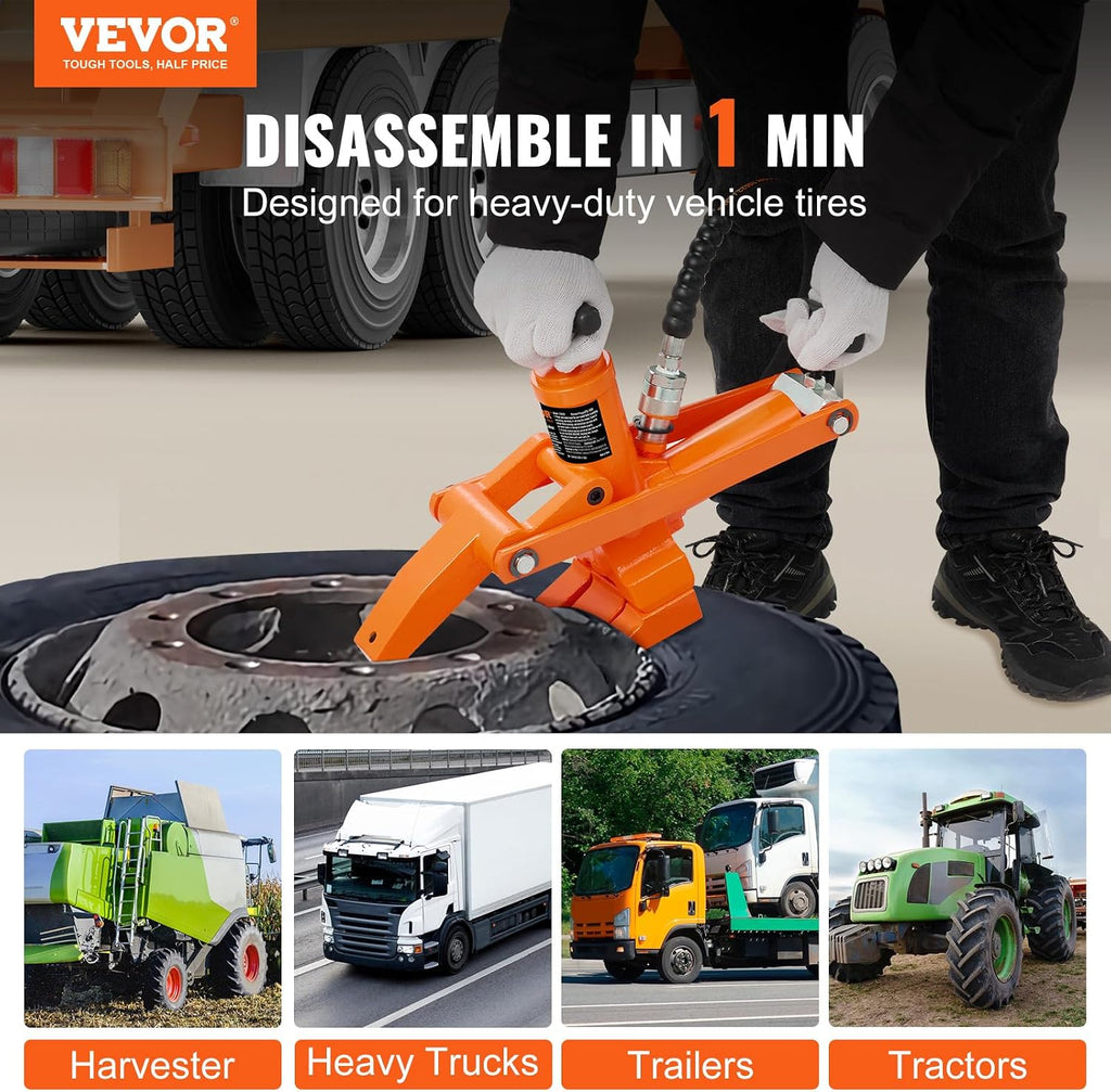 VEVOR Hydraulic Bead Breaker, 10000 PSI Tire Bead Breaker with Metal Foot Pump, Heavy-Duty Steel Bead Breaker Tool for Tractors, Trucks, Buses, Lawn Mowers, ATVs