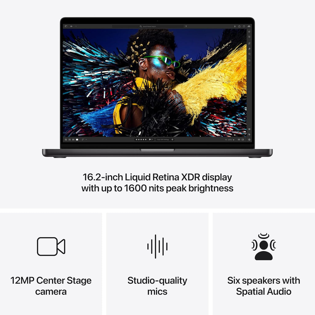 Apple 2024 MacBook Pro Laptop with M4 Pro, 14‑core CPU, 20‑core GPU: Built for Apple Intelligence, 16.2-inch Liquid Retina XDR Display, 24GB Unified Memory, 1TB SSD Storage; Space Black - Z1FT000CV