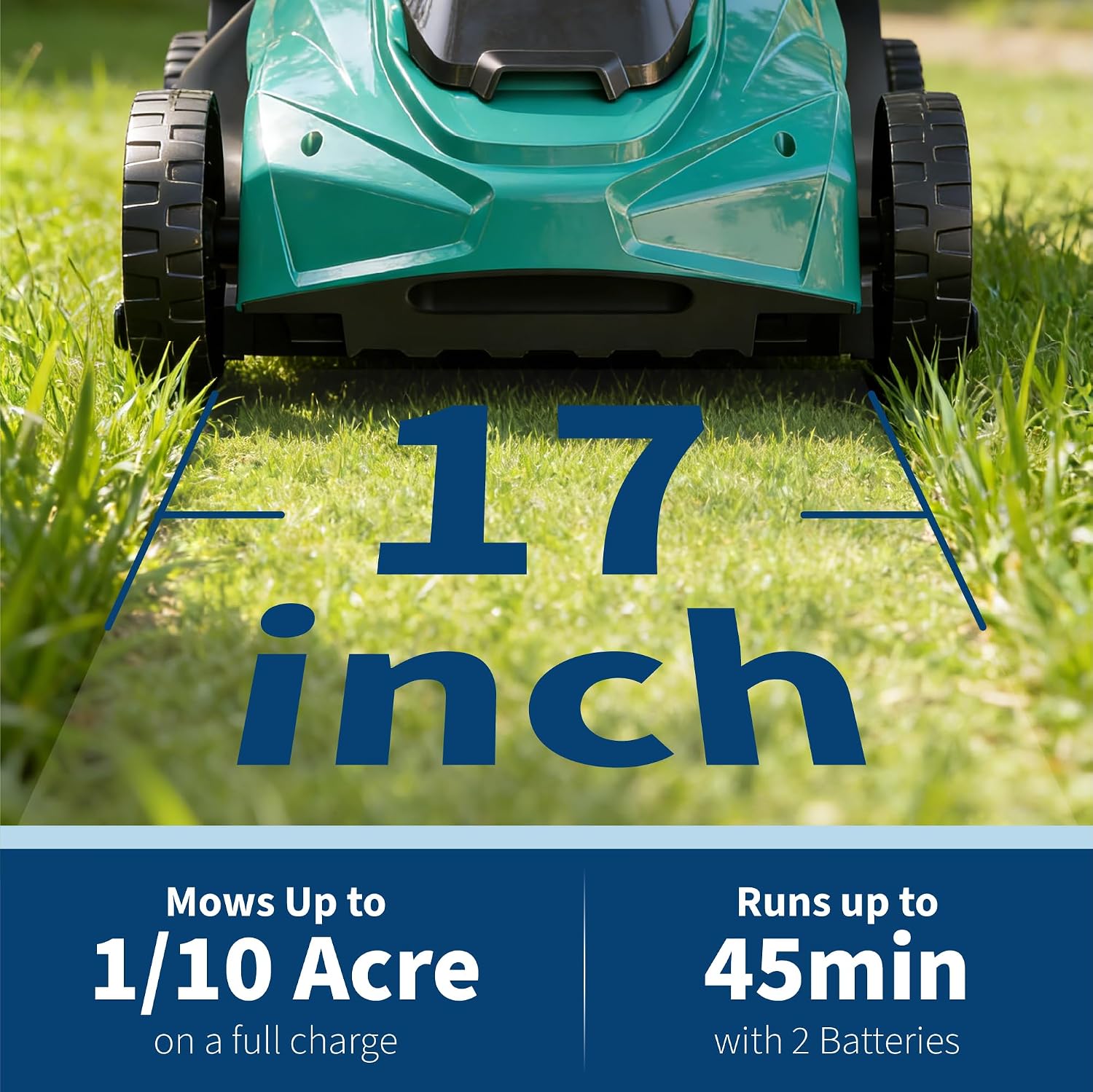 Garvee 17 Inch Electric Lawn Mower, Battery Powered Cordless Lawnmower, 2-in-1 Brushless Walk-Behind Push Mowers