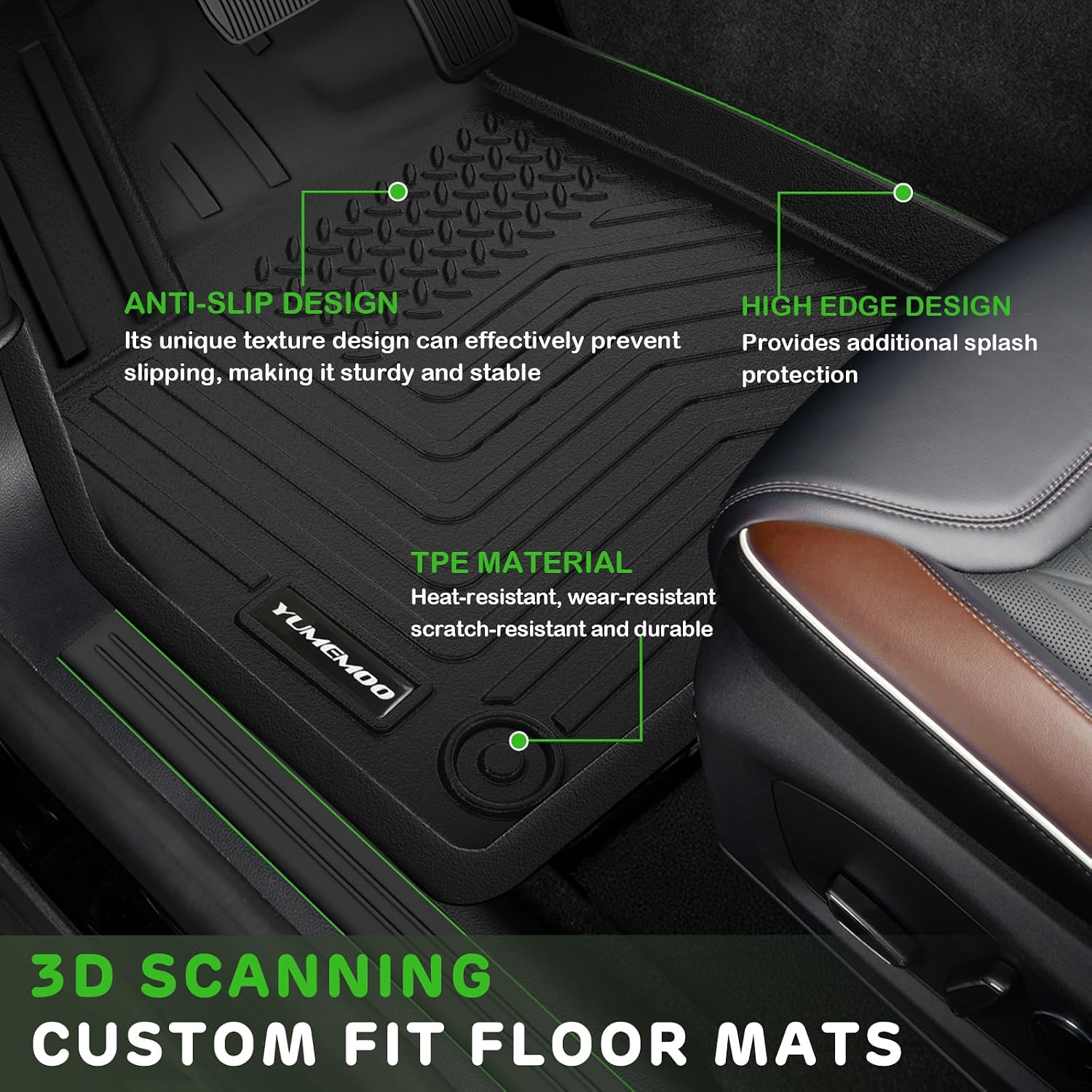 Floor Mats for 2026 Subaru Crosstrek Hybrid Upgrade Trunk Mat with Backrest Mat All Weather TPE Floor Liners Fit for Subaru Crosstrek Hybrid Odorless Anti-Slip Full Set Car Accessories(Not Fit Gas)