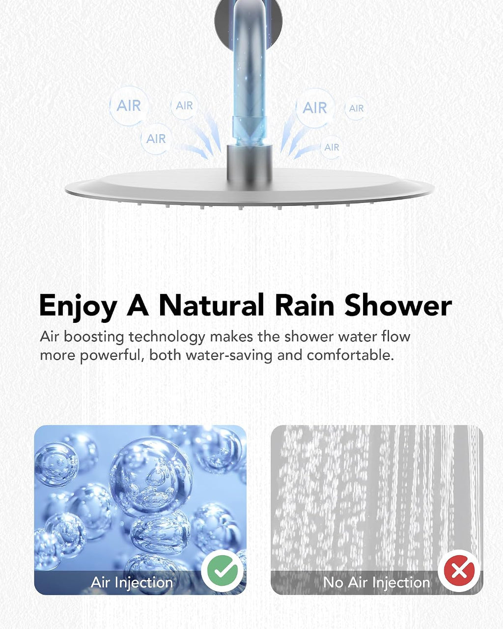 10' High-Pressure Rainfall Shower System with Handheld Spray, Wall Mount Bathroom Shower Faucet Set (Brushed Nickel)