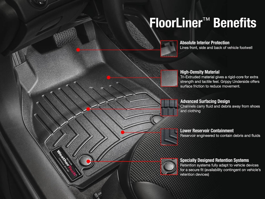 WeatherTech Custom Fit FloorLiners for Jeep Wrangler 4-Door Rubicon 392, Wrangler 4-Door, Wrangler Unlimited 4-Door - 1st & 2nd Row (451313-1-2), Tan