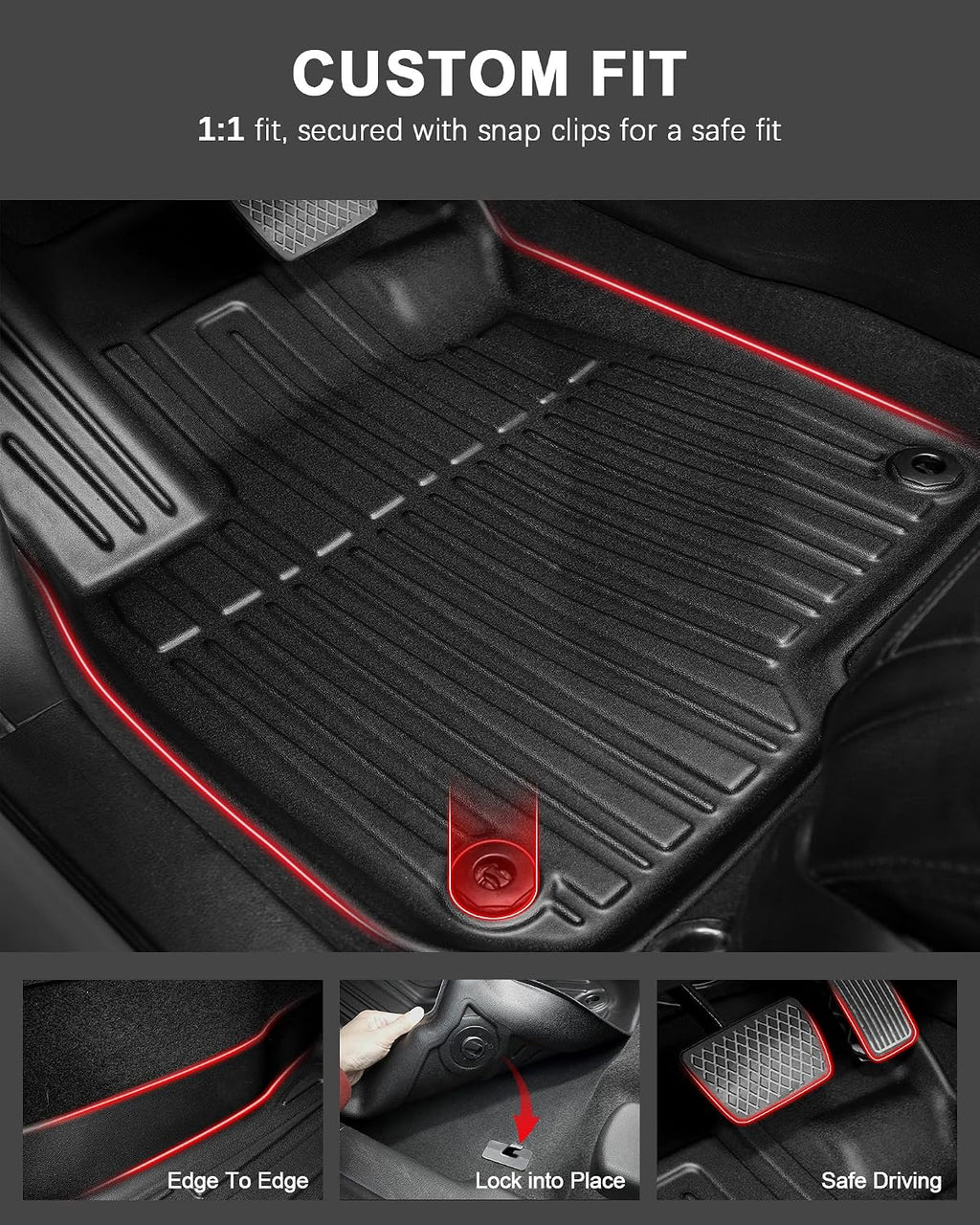 Floor Mats Fit for 2017-2022 Honda CRV(Not for Hybrid or Touring) - Custom Fit All Weather TPE Rubber Honda CR-V Accessories Floor Liners Cargo Liner Back Seat Cover Protector Full Sets