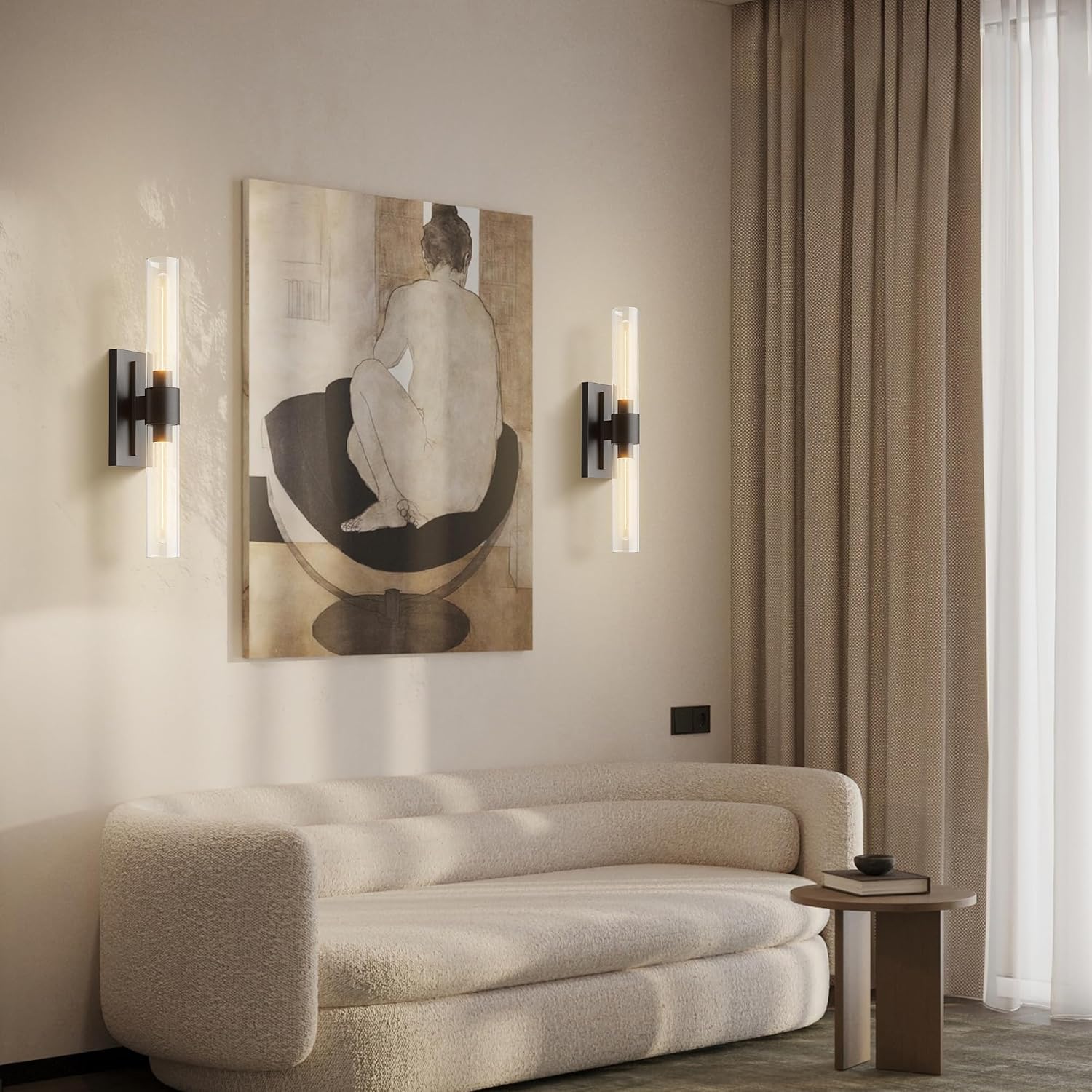 Brass Wall Sconces Set of 2, Bathroom Sconces Wall Lighting, Black Sconces Wall Lighting with Clear Glass Wall Lamp,Wall Mount Lamps Wall Lights for Vanity Light Bedroom Living Room Hallway