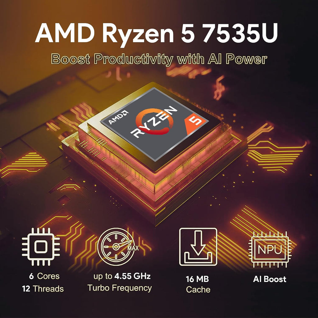 HP ProBook 465 460 G11 Business Laptop 16' FHD+ Display, AMD Ryzen 5 7535U, 64GB DDR5 RAM, 2TB NVMe, Wi-Fi 6E, RJ-45, Webcam, Backlit Keyboard, Win 11 Pro - Pike Silver Plastic