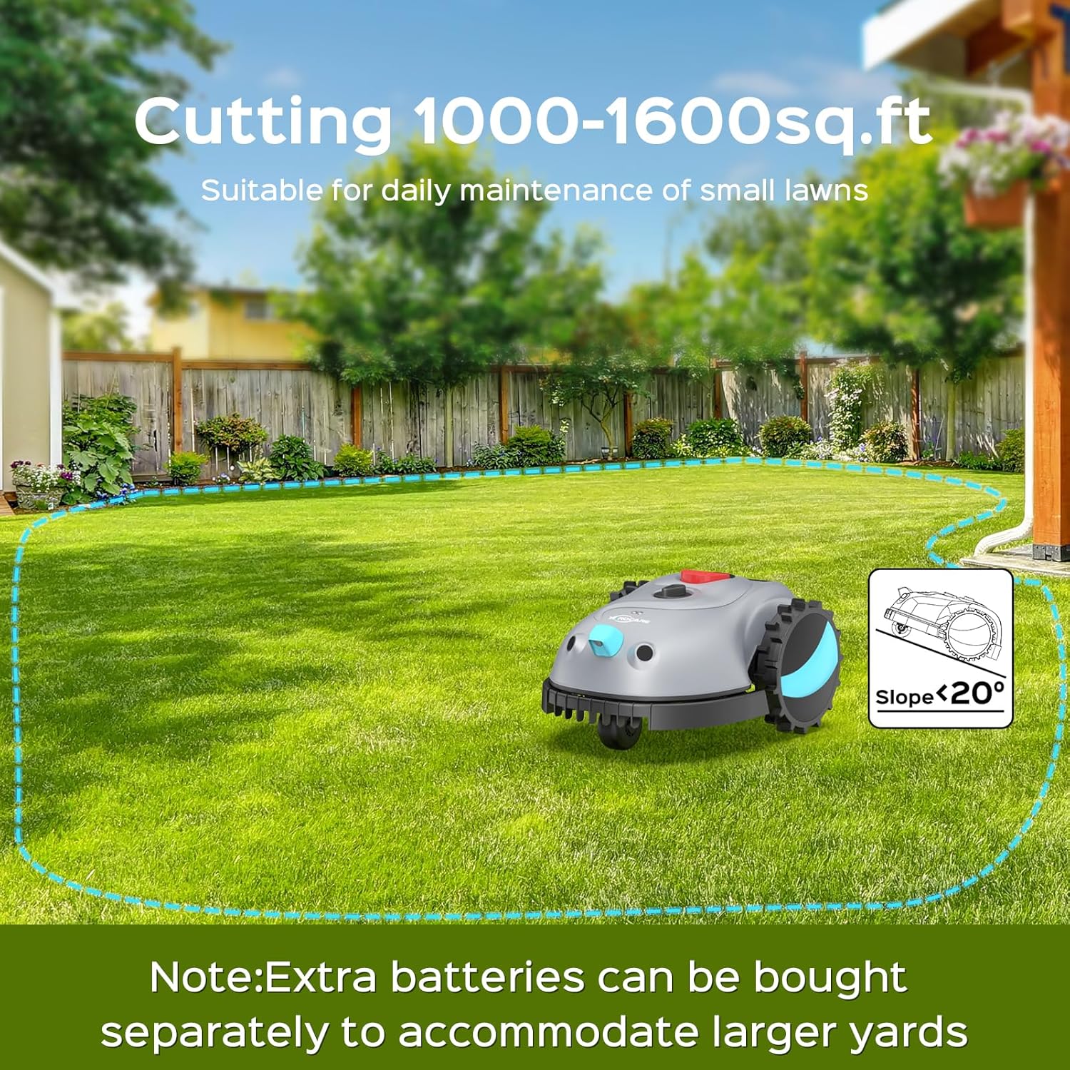 V100 Robotic Lawn Mower with Visual Navigation, Smart Obstacle Avoidance, Adjustable Cutting Height, Low Noise – Ideal for Small Lawns