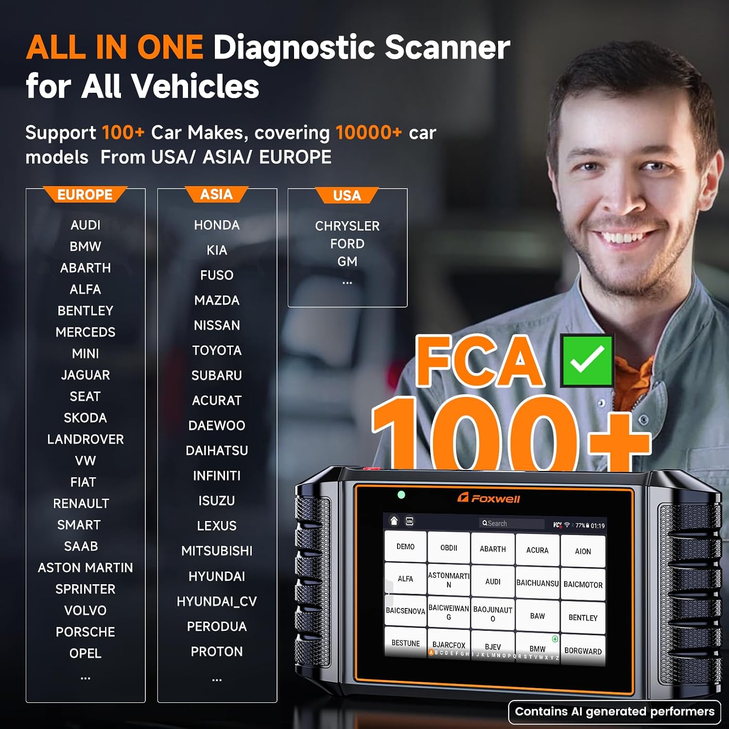 2026 FOXWELL NT726 OBD2 Scanner Diagnostic Tool, All System Bidirectional Scan Tool with TOP 12 Resets, Precise Car Diagnostic Scanner for All Vehicles, CAN-FD, FCA Autoauth, Lifetime Update, AutoVIN