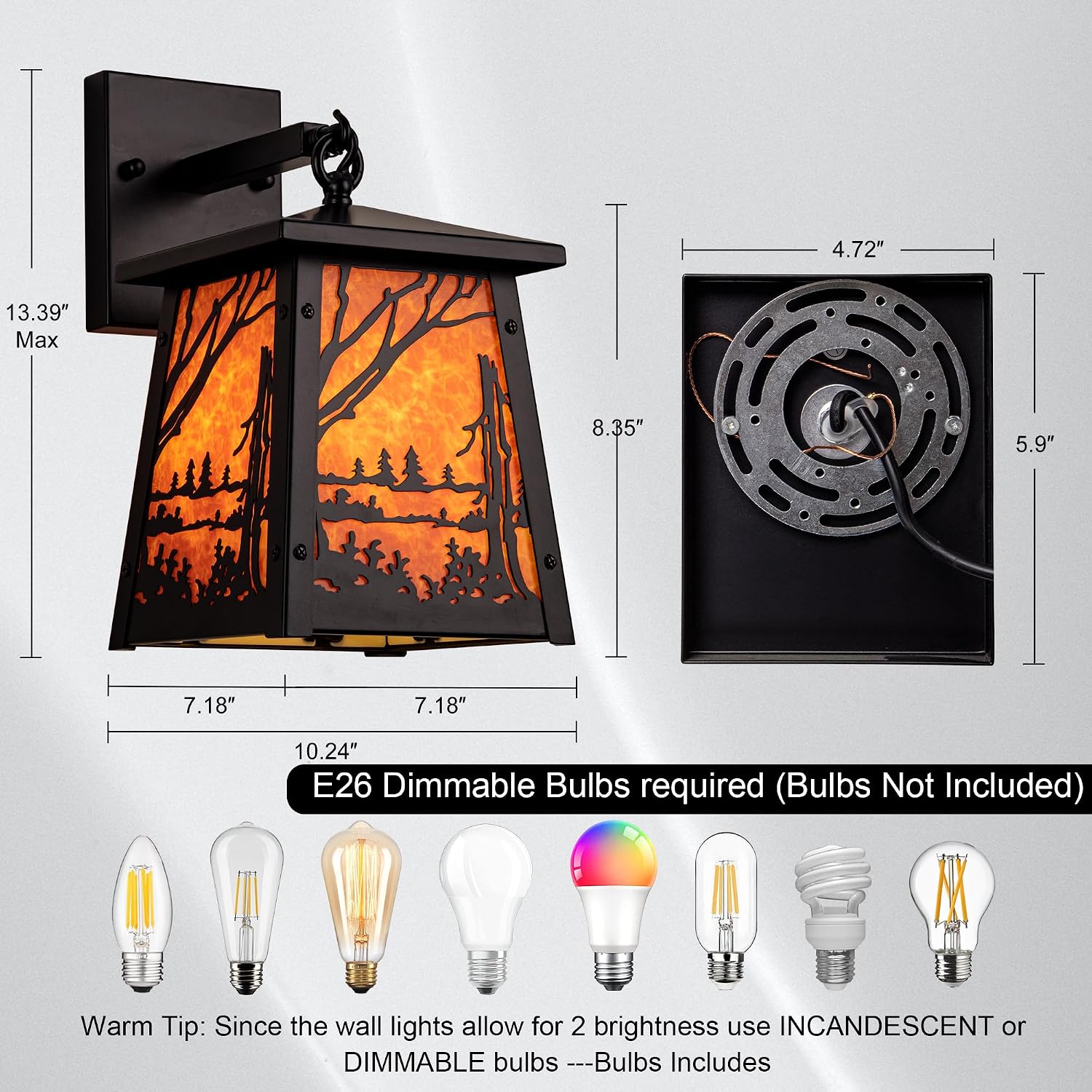 TOCHIC Wall Sconces Set of Two, Rustic Outdoor Wall Lights Black Farmhouse Cabin Wall Sconce Light Fixtures Vintage Exterior Wall Lamps for Patio Porch Garden, Front Door, Hallway, Bathroom, Stairway