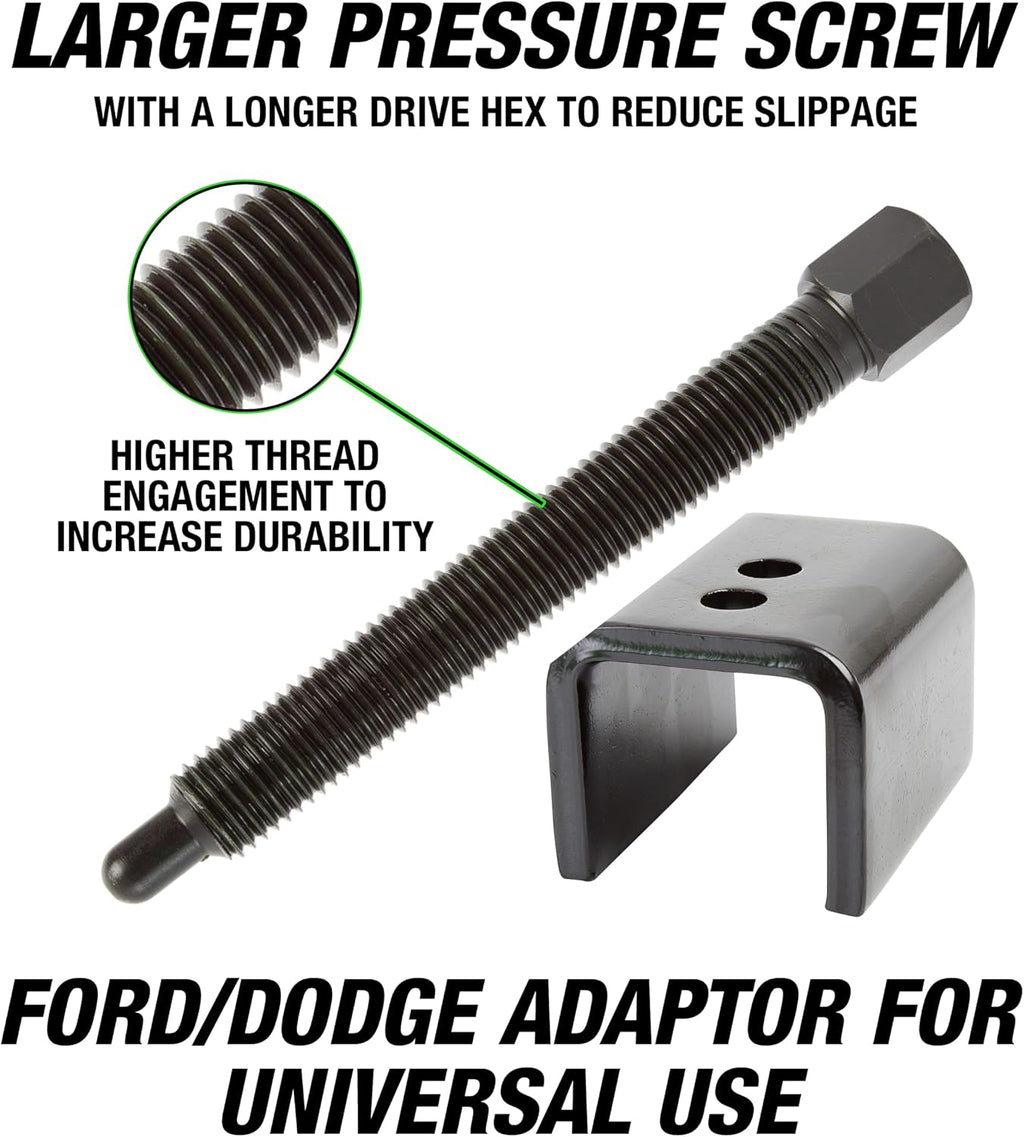 OEMTOOLS 37278 Torsion Bar Tool, Heavy Duty Torsion Bar Removal Tool for GM Ford Chrysler, Extended C Frame with Ford Dodge Adapter for Suspension Key Removal