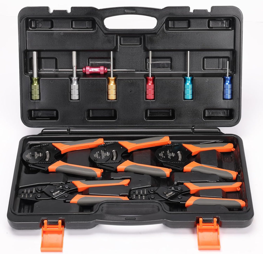iCrimp Closed Barrel Crimp Tool, Weather Pack Crimpers, Deutsch Connector Kit for Deutsch DT Connectors and Stamped Contacts, Removal Tool Set- 12-pcs included