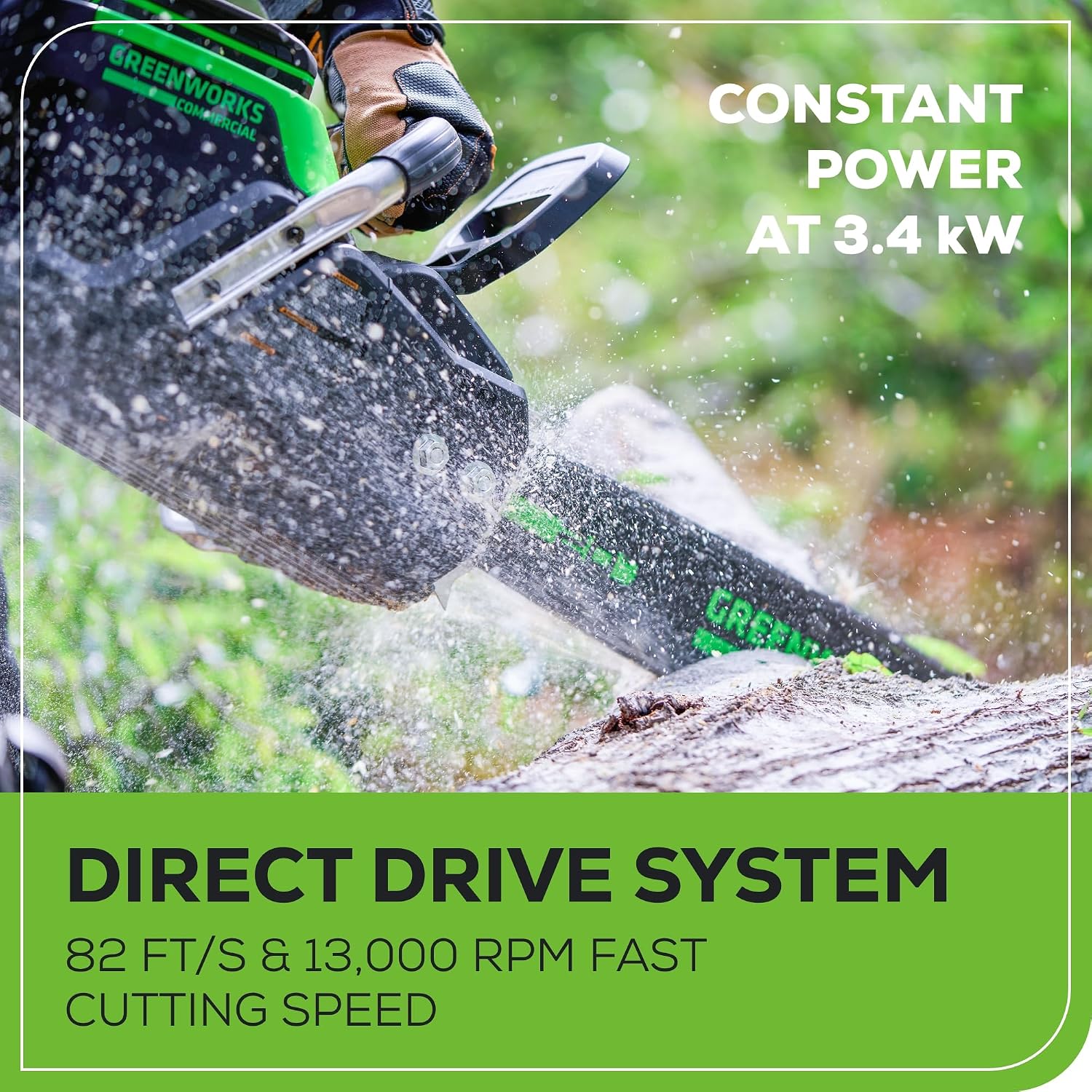 Greenworks 82V 20' Brushless (3.4 kW) Cordless Chainsaw (205 Cuts Per Charge), 4.0Ah Battery and Dual Port Rapid Charger (Great For Landscapers and Professionals)