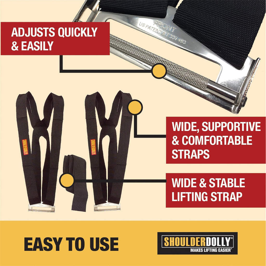 Shoulder Dolly Moving Straps - Lifting Strap for 2 Movers - Move,Lift,Carry,and Secure Furniture,Appliances,Heavy,Bulky Objects Safely,Efficiently,More Easily Like The Pros - LD1000,(Pack of 8)