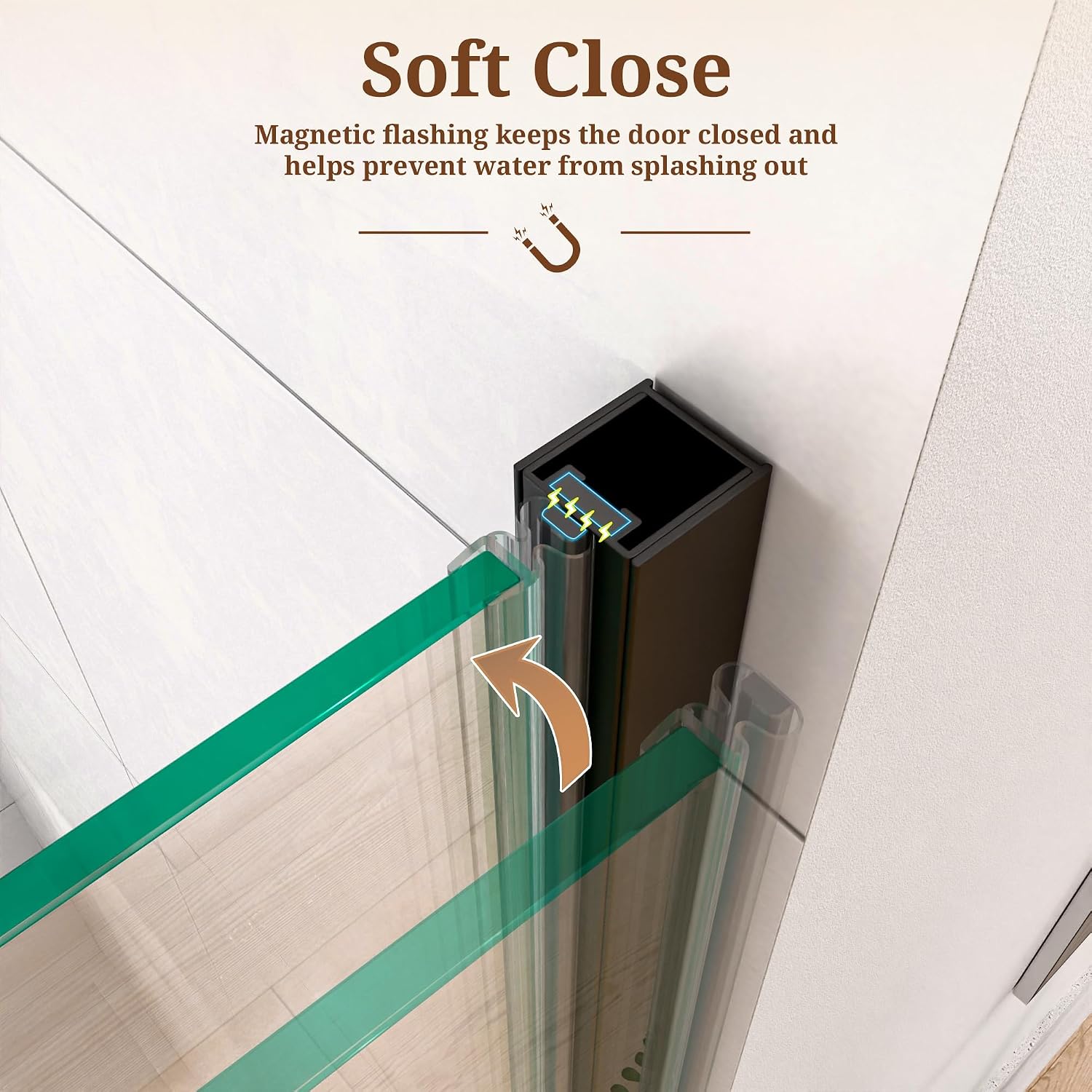 29-30' W x 72' H Semi-Frameless Matte Black Shower Door, ANSI/SGCC Certified 6mm Clear Tempered Glass, Pivot Swing Bathroom Door with Reversible Installation, Waterproof for Small Space