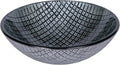 Eden Bath Silver & Black Squares Round Glass Sink Bowl Bathroom Vessel Sink for Vanity Top