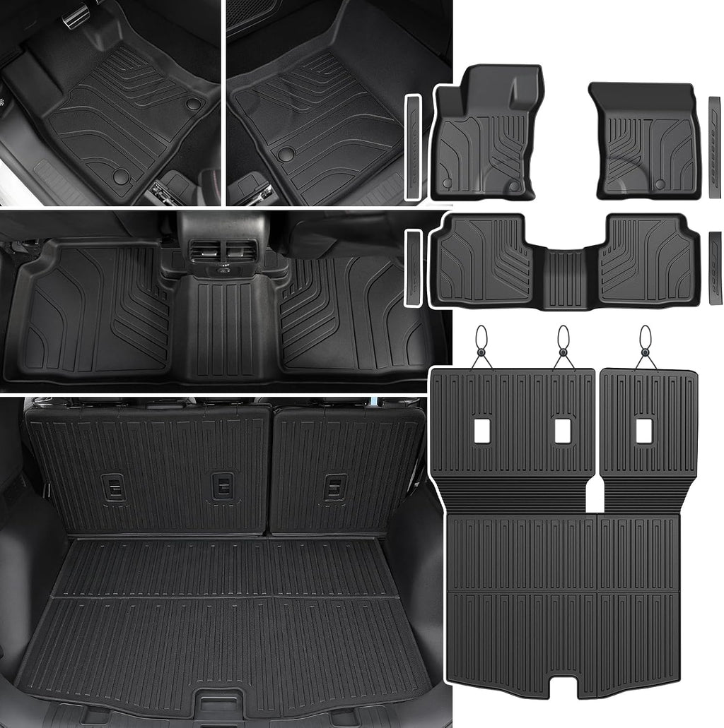Floor Mats Set for 2020-2026 Ford Escape Gas(Not for Hybrid), All Weather TPE Trunk Mat with Backrest Cargo Liner Door Sill Guards Accessories