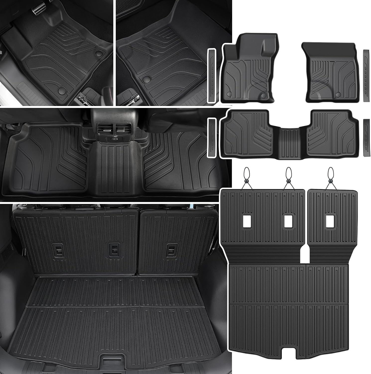 Floor Mats Set for 2020-2026 Ford Escape Gas(Not for Hybrid), All Weather TPE Trunk Mat with Backrest Cargo Liner Door Sill Guards Accessories
