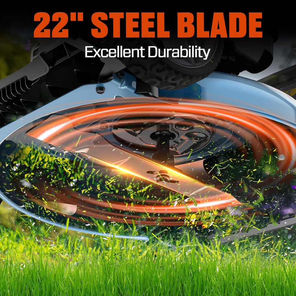 SENIX 22 Inch 3-in-1 Gas Lawn Mower, 201cc Rear Wheel Single Speed Self-Propelled Mower, 4-Cycle Engine, Steel Deck, Mulching, Bagging, Discharging, 6-Position Cutting Height Adjustable, for Yard