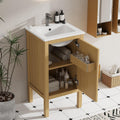 18-inch Bathroom Vanity with Sink Combo, Free-Standing Single Storage Cabinet with One Soft-Close & Adjustable Shelf, Modern Natural Wood Grain Vanity with Ceramic Basin for Bathroom (Natural)