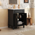 24-inch Bathroom Vanity with Sink Combo, Free-Standing Single Bathroom Storage Cabinet with 2 Soft-Closing Doors and Adjustable Shelf, Wooden Vanity Set with Ceramic Basin for Bathroom (Black)