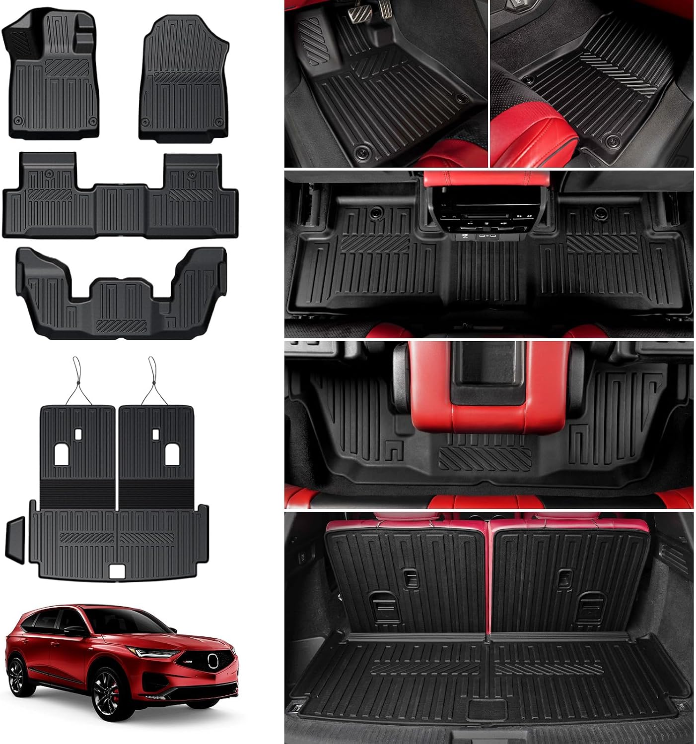 Floor Mats for 2022-2026 Acura MDX, All Weather TPE Cargo Mat with Seat Back Cover Door Sill Protectors for Acura MDX Accessories