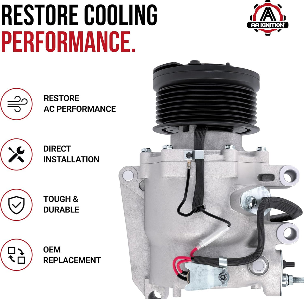 AC Compressor - A/C Compressor Compatible with Honda Civic 2006-2011, 1.8L - Replaces 38810RRBA01, 38800-RNA-A010-M, 38800-RNB-A02, 38800RNAA010M2, 38800RNAA01 - HVAC Air Conditioning Compressor