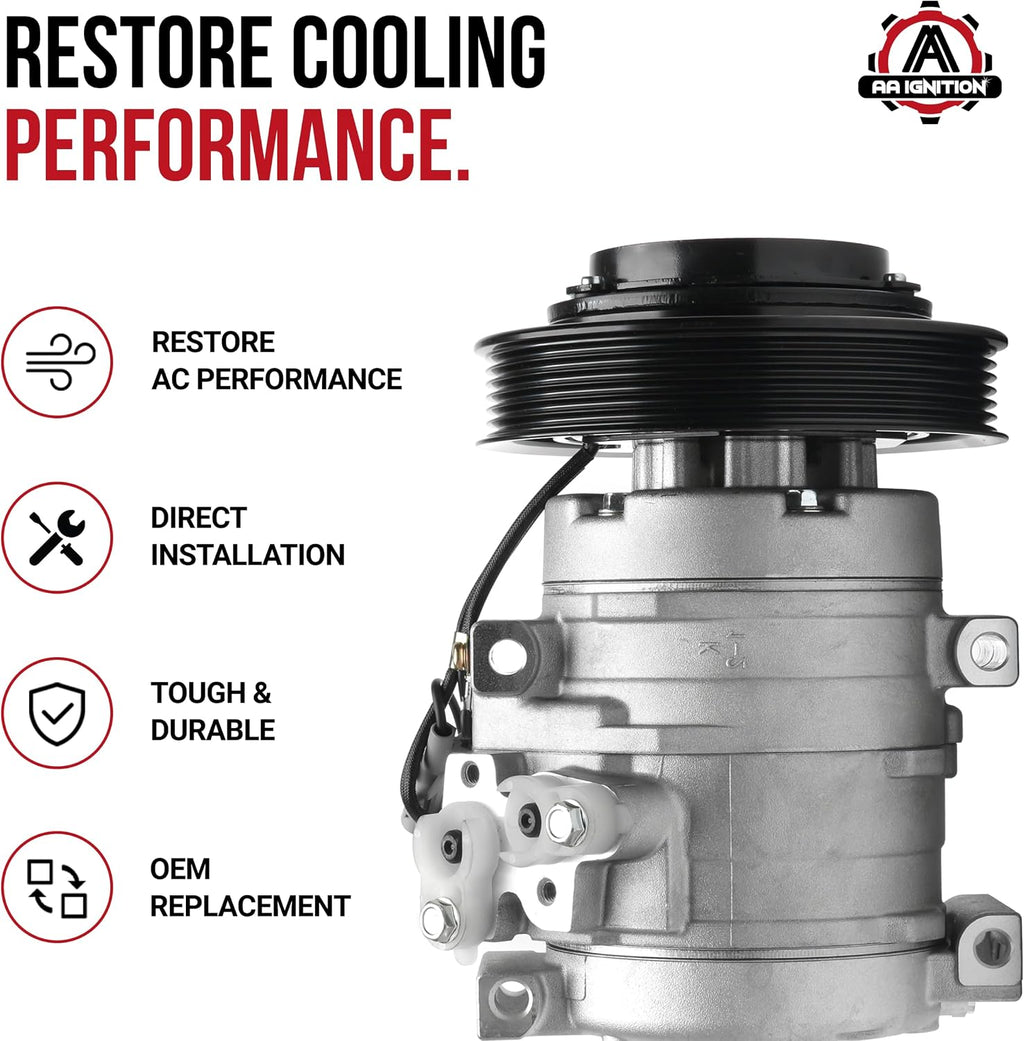 Replacement AC Compressor and Clutch Kit - Compatible with Toyota Vehicles - 2003, 2004, 2005, 2006, 2007, 2008 Corolla, Matrix 1.8L - Replaces 8832002120, CO 27000C, CS20101, 295525NH, 144004C, 1419N
