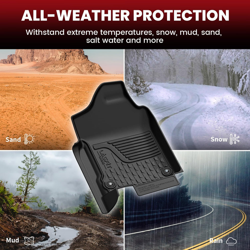 LASFIT Floor Mats for 2013-2018 Dodge Ram 1500 Quad Cab, 2019-2024 Dodge Ram 1500 Classic, Fit for Bucket Seat & Carpet Flooring, All Weather TPE Custom Fit Car Mats Floor Liners 1st & 2nd Row, Black