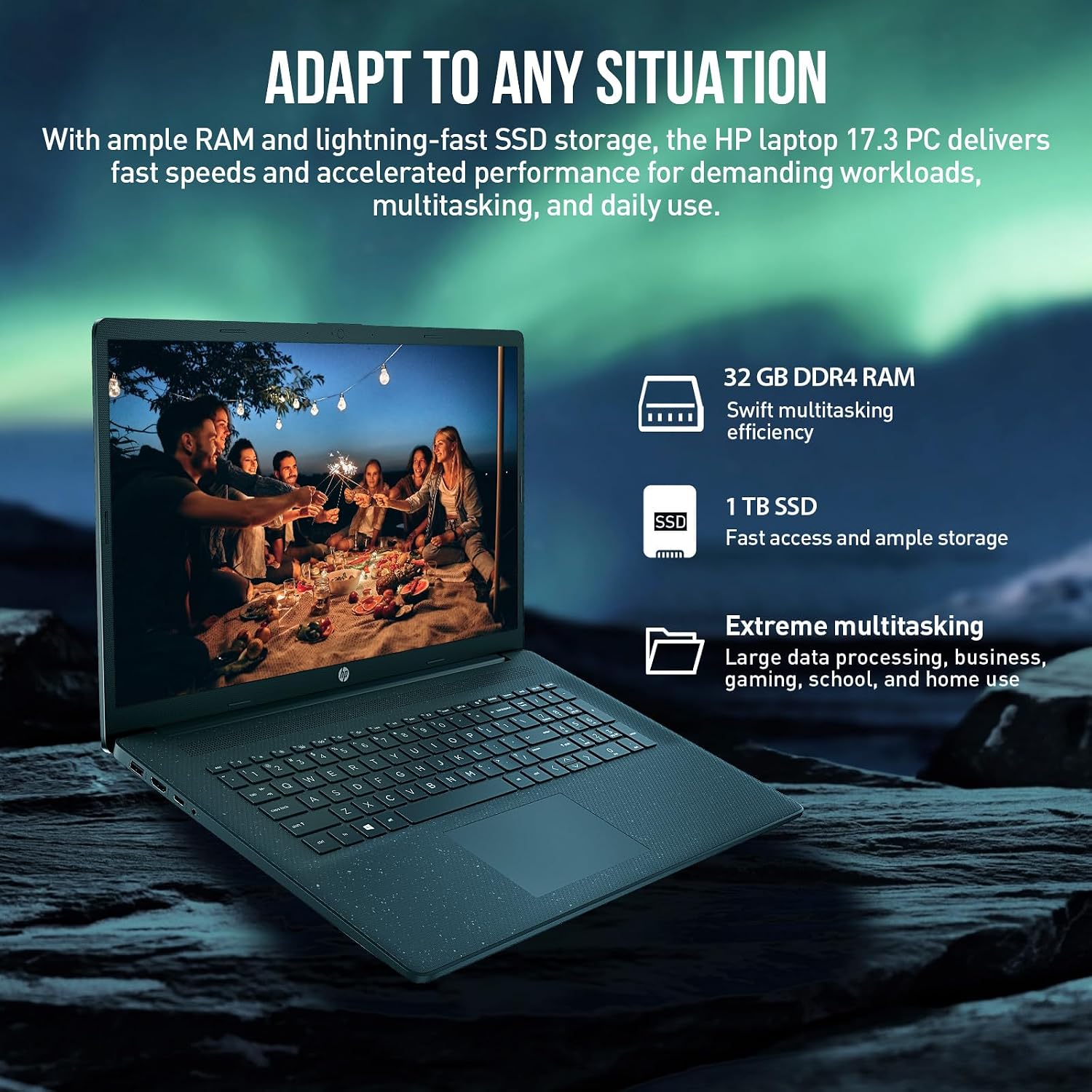 HP 17 Inch Laptop Computer, 17.3' FHD IPS Large Screen Business Laptop, Windows 11 Pro, Intel Core i5 (10-Cores) |10-Key Number Pad | Wi-Fi 6 | 64GB RAM, 1TB SSD | Black