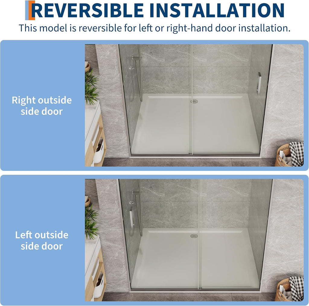 Framed Shower Doors 44-48 inch W ×72 inch H Sliding Shower Door with 6mm Tempered Glass, Easy Clean Coating, Aluminum Frame, Wet Dry Separation for Main Bathroom, Brushed Sliver