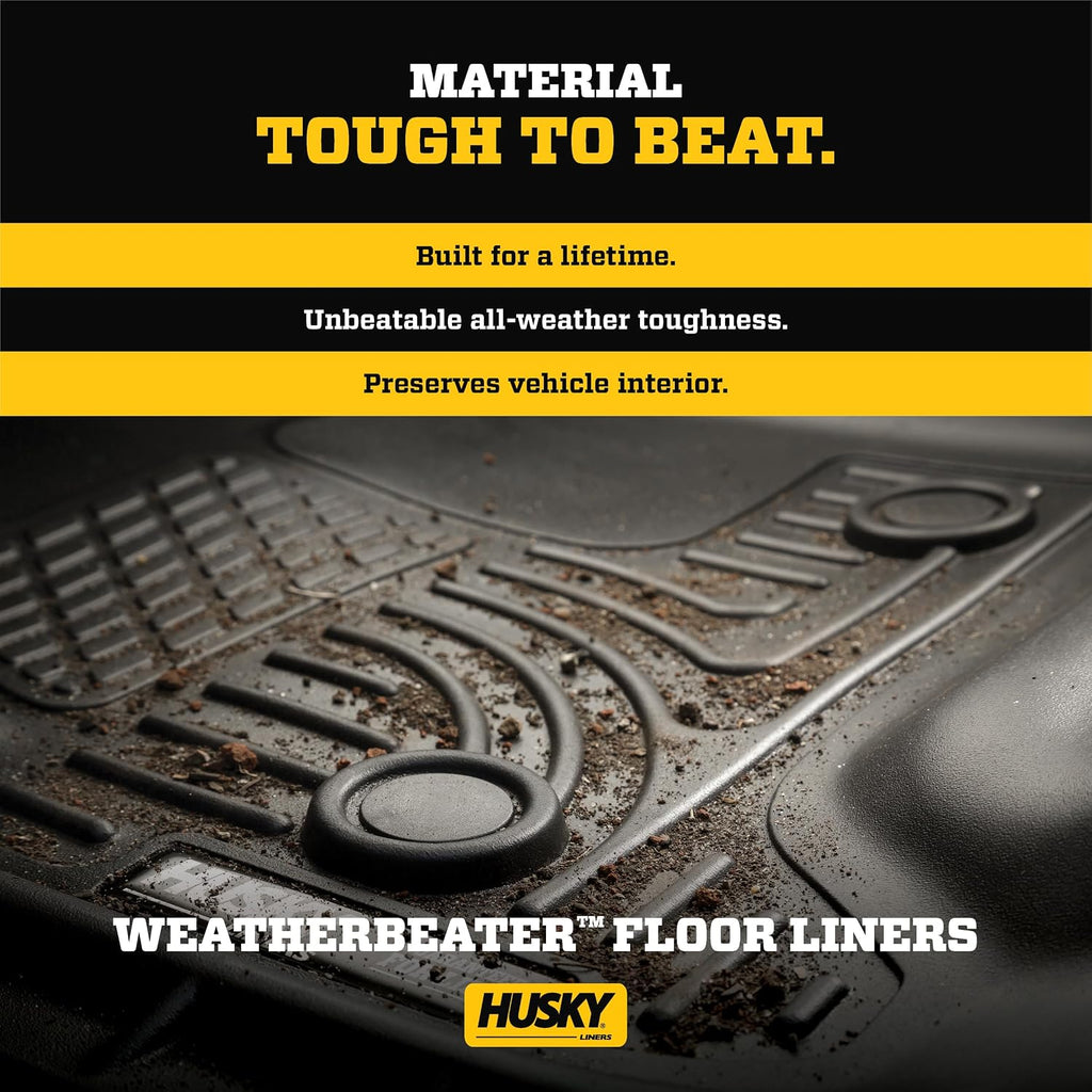 Husky Liners Weatherbeater Floor Mats | Fits 2018-2023 Hyundai Kona | Front & 2nd Row, 3-pc Black - 95581