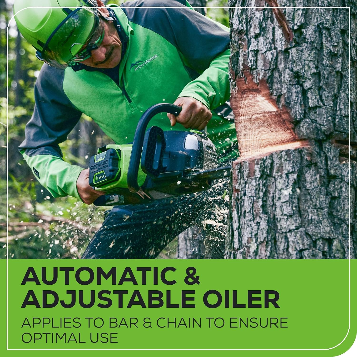 Greenworks 82V 20' Brushless (3.4 kW) Cordless Chainsaw (205 Cuts Per Charge), 4.0Ah Battery and Dual Port Rapid Charger (Great For Landscapers and Professionals)