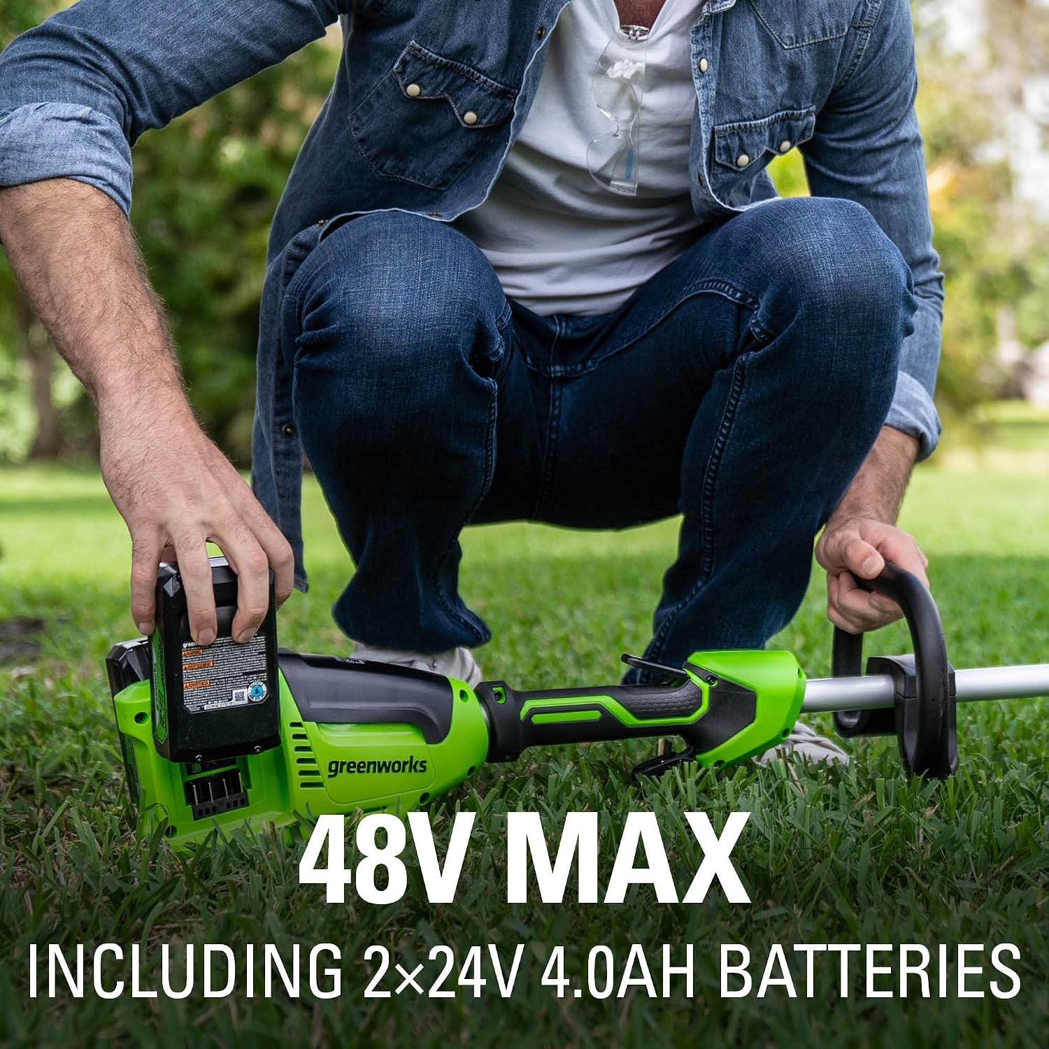 Greenworks 48V (24V x 2) 8-Inch Brushless Edger, (2) 4Ah Batteries and 4A Dual Port Charger Included, ED48L4410