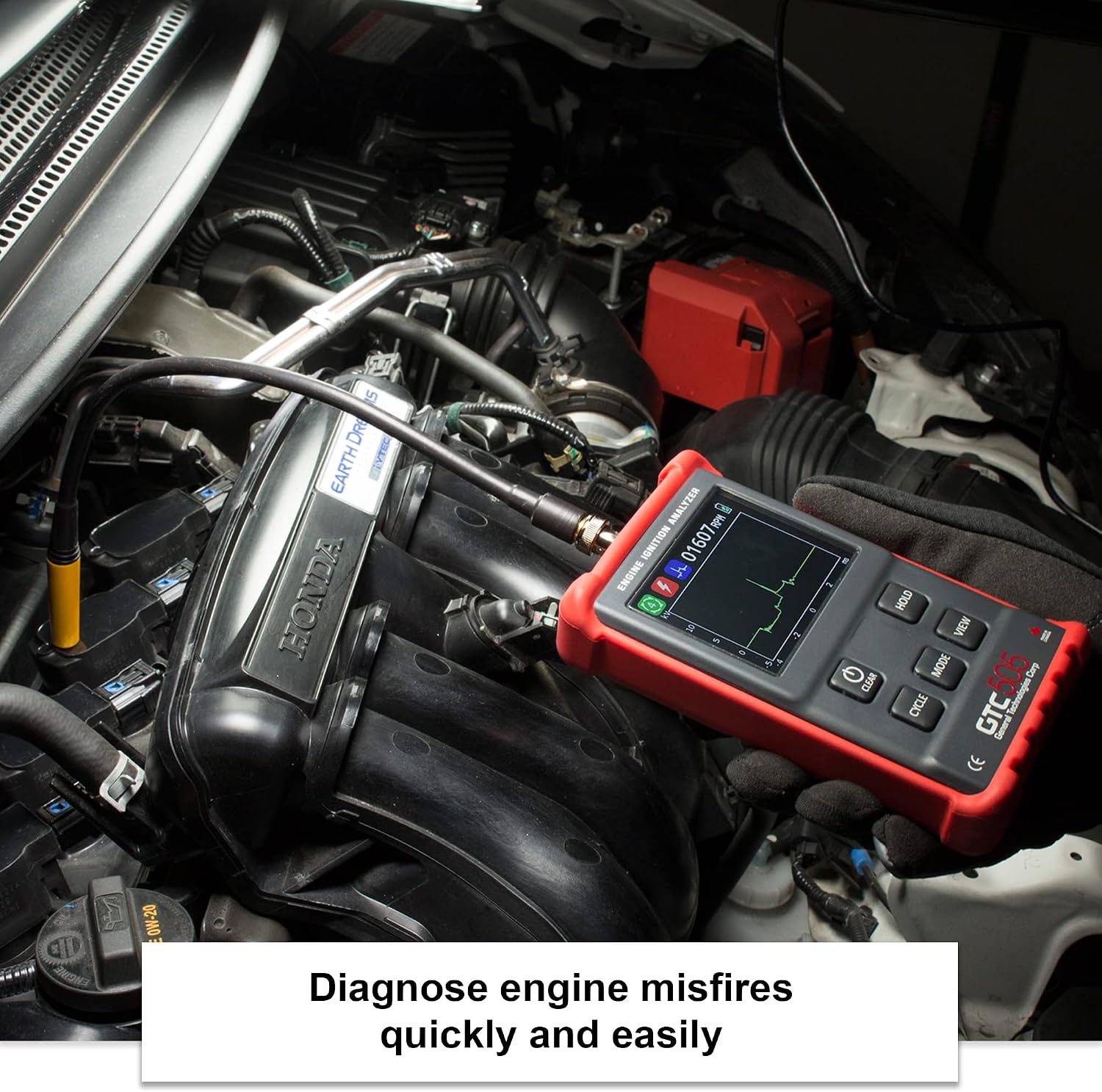 GTC505 Engine Ignition Analyzer - Spark Diagnostics and Tachometer Readings for Marine, Motorcycle, and Automotive Mechanics by GTC, General Technologies Corp