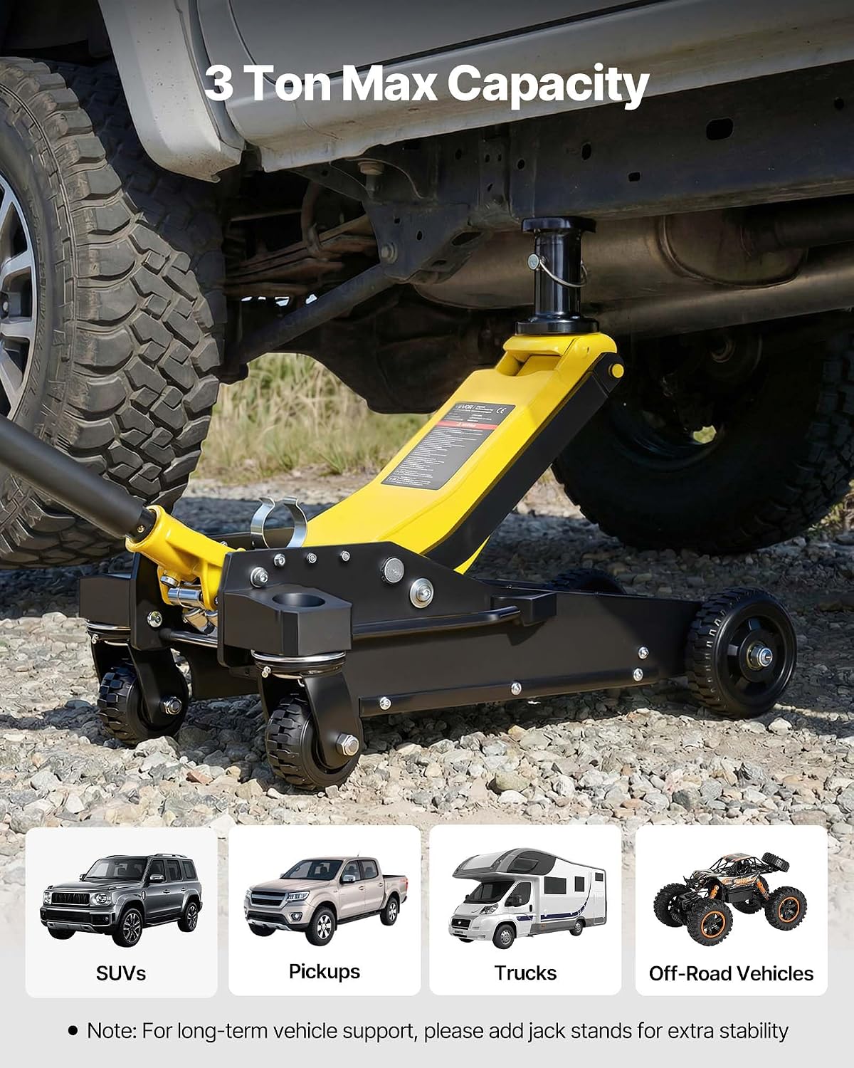 VEVOR Off Road Floor Jack, 3 Ton Aluminum & Steel Racing Low Profile Floor Jack with Dual Pistons Quick Lift Pump & Extension Post, Hydraulic Trolley Car Lift Jacks for Motorcycles, ATVs, SUV Pickup