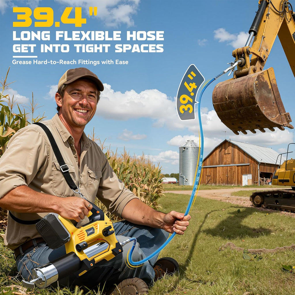 DIYtoolifz Cordless Grease Gun Compatible with DeWalt 20V Battery, 12000PSI High Pressure, 3-Speed&Brushless Motor, 9oz/min Max Flow, 2-in-1 for Cartridge/Bulk Grease, 39.4'Hose&4 Couplers(Tool Only)