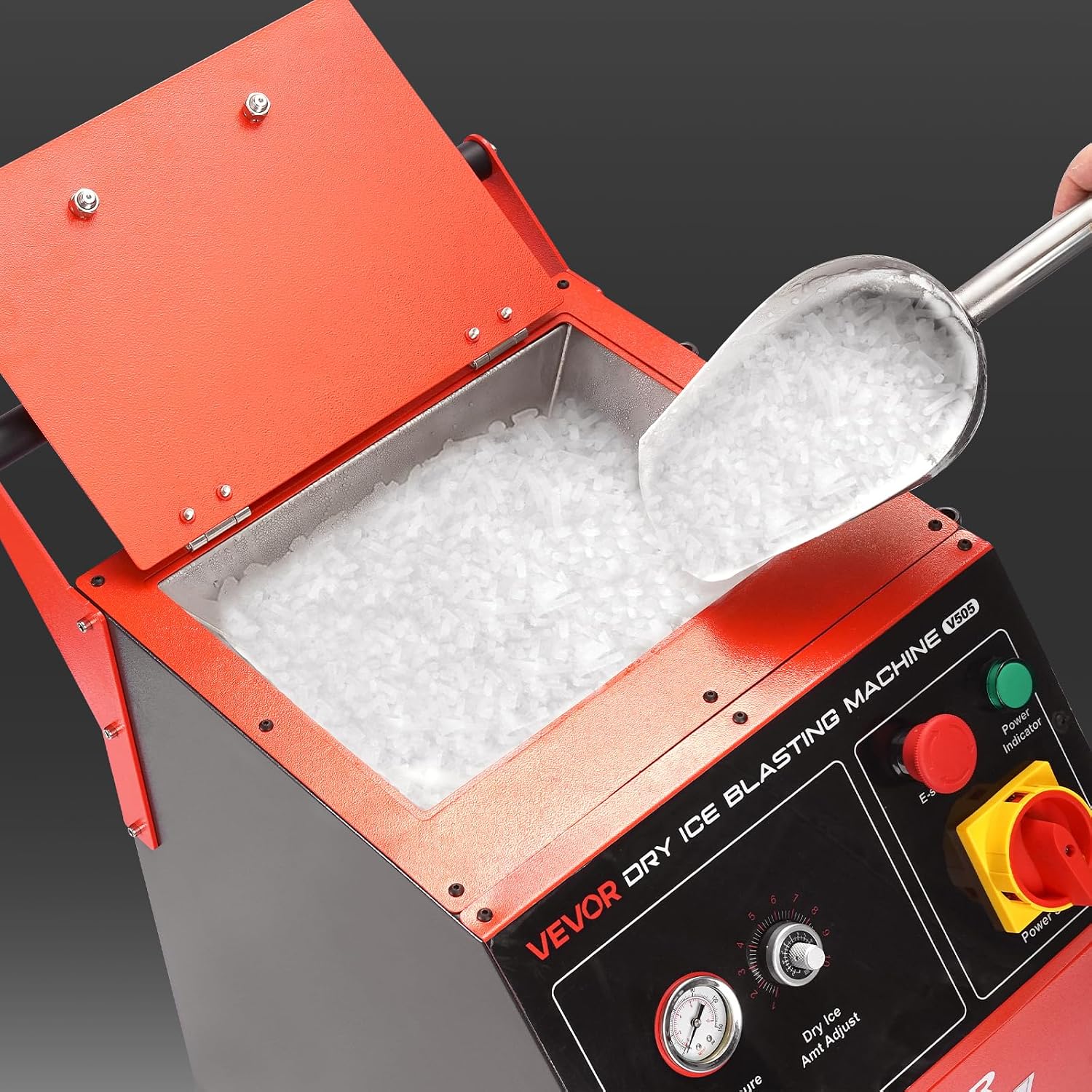 VEVOR Dry Ice Blasting Machine, 11LBS (5KG) Capacity Dry Ice Cleaning Machine with 4 Nozzles, Adjustable Pressure & Dry Ice Amount, Movable Blaster Cleaner for Automotive Ship Aviation Chemical, 120V